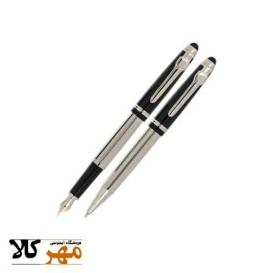 قلم ست خودکار و خودنویس رنگ نیمه مشکی طلایی و نیمه مشکی کروم EUROPEN مدل GALLERY