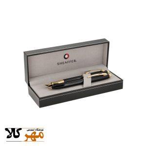 قلم ست خودکار و خودنویس رنگ مشکی و کروم گیره زرد SHEAFFER مدل 100