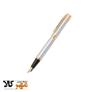 قلم خودنویس تکی رنگ مشکی لاکی و استیل گیره زرد SHEAFFER مدل 300